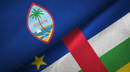 Guam and Central African Republic two flags textile fabric texture