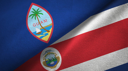 Guam and Costa Rica two flags textile cloth, fabric texture