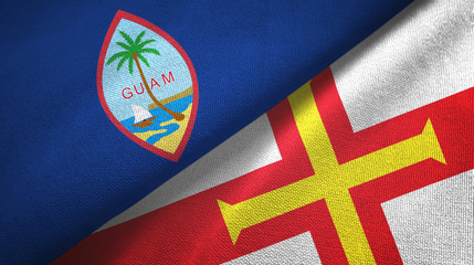 Guam and Guernsey two flags textile cloth, fabric texture