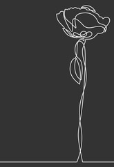 Poppy. Continuous line.Element In Trendy Style.