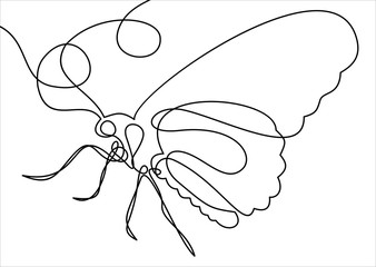 Butterfly. Continuous line drawing.  illustration.Element In Trendy Style.