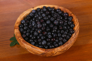 Wild blueberry in the bowl