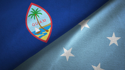 Guam and Micronesia two flags textile cloth, fabric texture