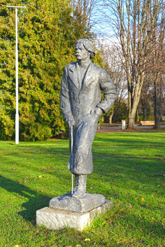 KALININGRAD, RUSSIA - NOVEMBER 30, 2019: The "Gorky" statue on Kanta Island. Park of a sculpture