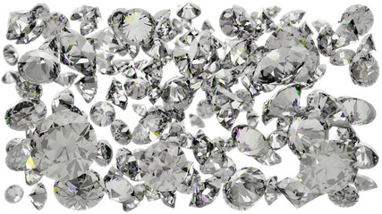 Group Brilliant Diamonds in Whtie Space with Bokeh Defocus - 3D Rendering