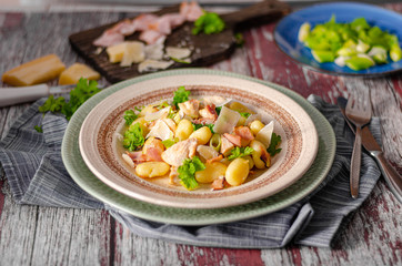 Homemade gnocchi with parmesan chicken