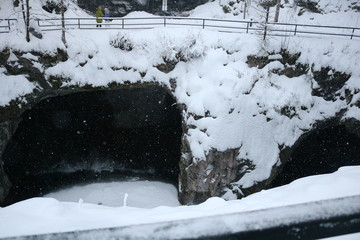 Snow-covered cave