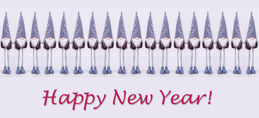 Abstract image with New Year's greetings and funny Christmas elves