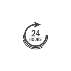 Vector icon of a clock. 24 hours. Vector illustration clock on white isolated background. Layers grouped for easy editing illustration. For your design.