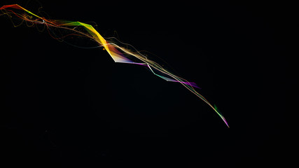 Glittering stars with sparkling trail from lines and triangles