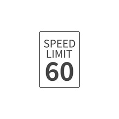 Vector Speed Limit 60 mph on white isolated background. Layers grouped for easy editing illustration. For your design.