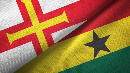 Guernsey and Ghana two flags textile cloth, fabric texture