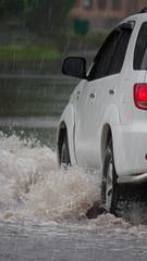 Car caught in flash flood waters