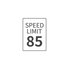 Vector Speed Limit 85 mph on white isolated background. Layers grouped for easy editing illustration. For your design.