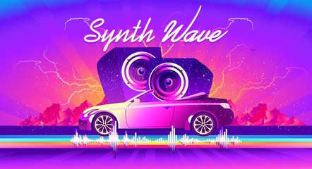 car audio sound wave banner