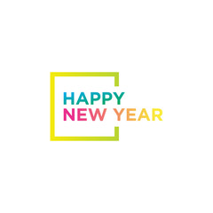 Happy new year simple colorful, white background