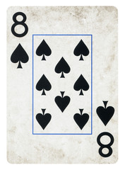 Eight of Spades Vintage playing card - isolated on white (clipping path included)