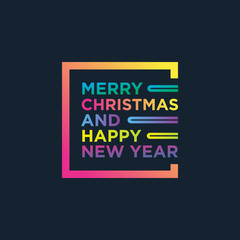 Merry christmas and happy new year simple colorful, dark background