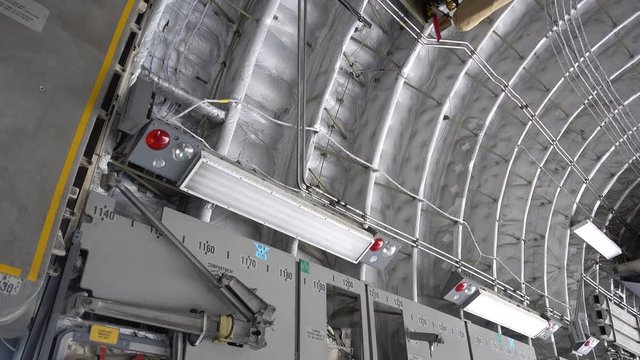 Interior Of Military Transport Slow Left To Right Panorama