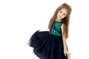 Fototapeta premium Little girl in an elegant dress.