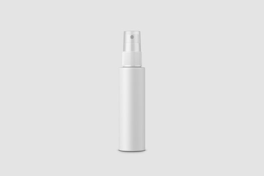 Realistic Cosmetic Spray Bottle Mock up isolated on soft gray background.3D rendering.