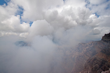 Masaya Volcano emitting large quantities of sulfur dioxide gas from active Santiago crater in...