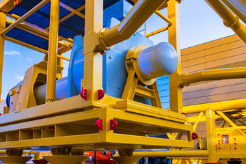 Chemical industry. Pipes of a chemical plant on the background of the sky. Concept - eco-friendly...