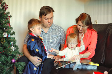 Young family at home