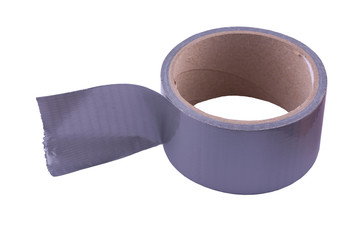 A skein of gray tape on a white background..