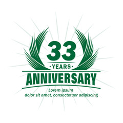 33 years logo design template. 33rd anniversary vector and illustration.