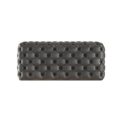Quilted leather rectangular pouf on an isolated background. Front view. 3d rendering