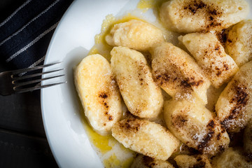 Lazy dumplings with cinnamon and sugar.