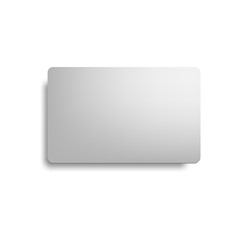 silver plastic debit card with shadow, top view. vector