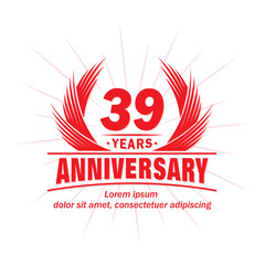 39 years logo design template. 39th anniversary vector and illustration.