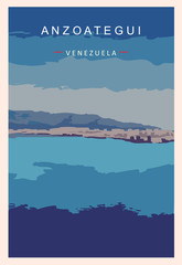 Anzoategui retro poster. Anzoategui travel illustration. States of