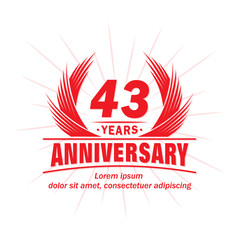 43 years logo design template. 43rd anniversary vector and illustration.