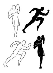 silhouette of a man running vector template