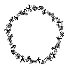 Floral frame hand drawn wreath