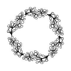 Mistletoe floral frame hand drawn wreath