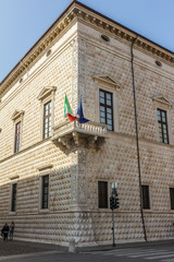A walk in the old center of Ferrara, Italy