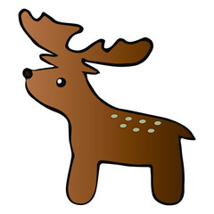 Color illustration of a Santa Claus deer. Colorless background. Christmas. New Year. Holiday print.