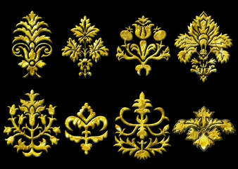3d golden antique border pattern
