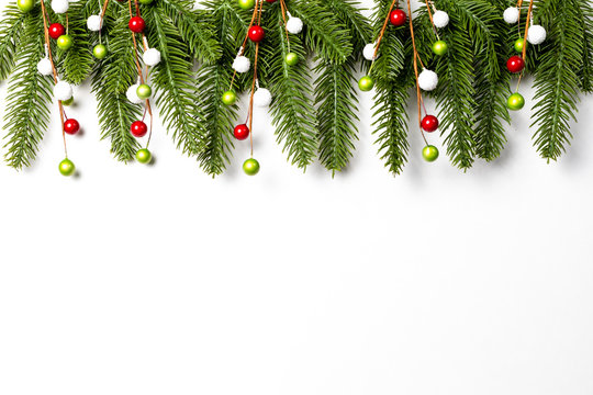 christmas tree with decoration on white background