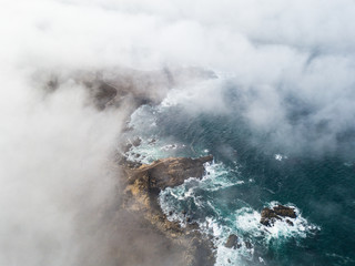 The amazing coastline north of San Francisco, accessible by the Pacific Coast Highway, is known as one of the most scenic drives in the world. This area is often covered by a cloudy marine layer.