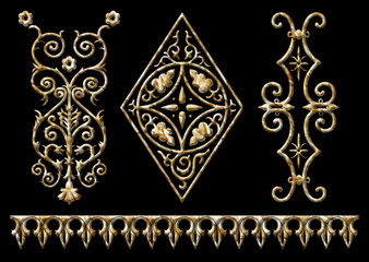 3d golden antique border pattern
