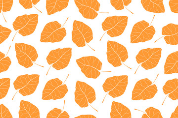 Floral vector seamless pattern with orange leaves. Vector elements isolated on white background.