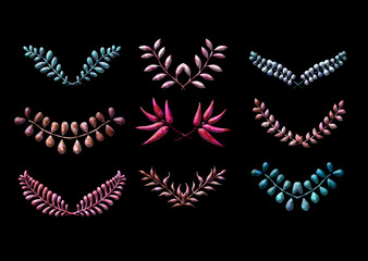 3d colorful metallic border set pattern