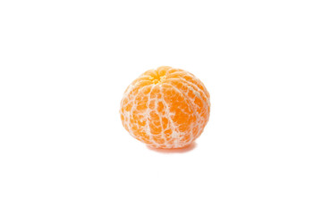 Peeled juicy mandarin isolated on a white background.