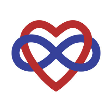 Polyamory Concept Sign Banner. Vector Infinity Heart Shape