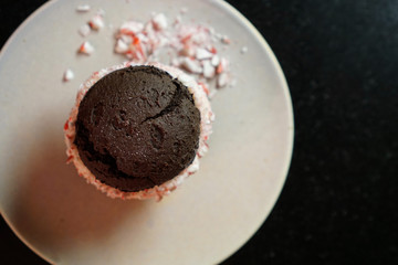 Chocolate whoopie pie with crushed candy canes